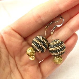 Vintage beaded ball drop pierced dangle earrings